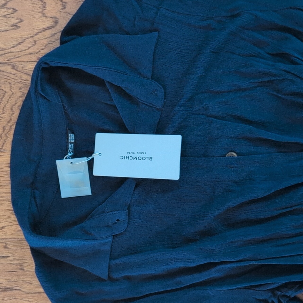 BloomChic Navy Button Down Dress - Picture 2 of 2